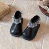 Botas de cuero para niñas estilo coreano, botines Chelsea infantiles de otoño, botines sencillos estilo princesa con ribete de encaje, zapatos de bebé, botines