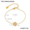 Pulseira de zircônia incrustada com flor de cinco folhas elegante europeia e americana, colar de clavícula de camada dupla, aço titânio, galvanoplastia a vácuo, conjunto de preservação de cor