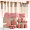 Conjunto de Ferramentas de Beleza Multi-Peça Transfronteiriço com 30 Peças: Pincéis de Maquiagem, Esponjas de Pó, Conjunto Grande para Lavagem Facial