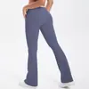 Calça de Yoga Apertada Cor da Pele Estilo Europeu e Americano com Cruz de Cor Contrastante Cintura Alta Perna Larga Flare Calças Longas Esportivas de Corrida Fitness Secagem Rápida