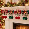 Nuevo Adorno de Bola Flocada Navideña con Lazo y Colgante de Piña y Hojas de Pino Decoración de Árbol de Navidad Bola Colgante Decoración de Ventana Festiva
