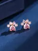 Exquisitos Pendientes de Tachuela de Pata de Gato con Circonita, Pendientes de Animales Únicos y Lindos con Circonita, Pendientes Versátiles de Moda de Lujo Ligero de Nicho