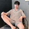 Pijama de algodón puro para hombre, modelo nuevo 2026, adecuado para primavera y otoño, se puede usar afuera, conjunto de ropa para el hogar de manga larga tipo cárdigan para cuatro estaciones para hombre