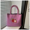 Lindo Bolso de Mano de Tela de Nailon para Tutoría Estudiantil Estilo Coreano Nuevo Bordado de Manzana de Gran Capacidad Versátil para Compras Bolso de Hombro