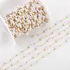 Cadena de Acero Inoxidable Chapado en Oro de 18K Cadena Suelta Cadena de Perlas de 3 mm Cadena con Colgante Accesorios para Joyería DIY Materiales para Ropa