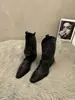 Botas Longas Vintage Marrons com Corte em V Botas Estilo Martin Botas de Cowboy Ocidentais da Moda Botas Chelsea com Tachas