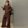 Conjunto de suéteres de outono e inverno para meninas 2026 doce conjunto de tricô em camadas estilo coreano com acabamento em renda para crianças mais velhas