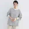 Moletom Listrado Estilo Japonês Nova Coleção Primavera & Outono Feminino Solto Estilo K Simples Casual Algodão Base Redondo
