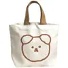 Nueva Bolsa de Dibujos Animados Oso Bolsa de Almuerzo Portátil Linda Bolsa de Lona para Estudiantes Portátil Artística de Lona para Mujeres