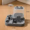 Dispensador de Agua y Comida para Mascotas PP 2 en 1, Comedero Automático por Gravedad para Gatos Perros, Tanque de Agua de Plástico Libre de BPA 400ml Contenedor de Comida 700ml, 21.5x17cm 4 Colores