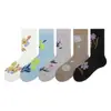 Calcetines Finos Nuevos Estilo Retro Japonés para Mujer de Primavera y Verano, Calcetines Nuevos de Caña Media Estilo Chino, Calcetines para Mujer con Estampado Estilo Nacional Transfronterizos