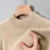 Suéter masculino de gola alta meia-altura para comércio exterior transfronteiriço, novo estilo outono e inverno 2026, espessado, quente, suéter de base de malha de cor sólida