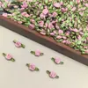 Punto Hecho a Mano Rosa Pequeña de 1 cm con Hojas, Accesorios para el Cabello de Camelia Pequeña, Decoración para Ropa, Flores Pequeñas, Decoración Mini para Uñas