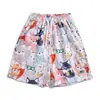 Shorts de Tecido com Flores Grandes do Nordeste Popular na Internet Shorts com a Mesma Estampa para Casais Masculinos e Femininos Shorts Largos Casuais Roupas para Apresentação de Férias