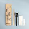 Paquete de comida de cuatro piezas de papel kraft para llevar, negocio, paquete de comida desechable, cuchara de cuatro piezas, toalla de papel, palillo de dientes, palillos chinos, personalizado