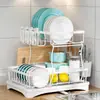 Estante para agua de cocina transfronterizo, estante para guardar platos, escurridor para encimera doméstica, estante para platos, estante escurridor, estante de almacenamiento de cocina de doble capa