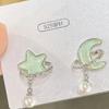 Pendientes con diseño de planeta, atmósfera, luna, colores elegantes y fantasía que cambian de color, con dulces y geniales estrellas.