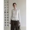 Camiseta transparente de manga larga con volantes de encaje, pura y seductora, ropa de mujer para principios de otoño, ligera y pura, top básico que rejuvenece