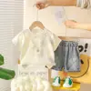 Comercio Exterior Ropa para Niños Verano 2026 Nuevo Conjunto de Dos Piezas de Manga Corta con Cuello Redondo y Estampado Completo con Collar de Letras Pequeñas para Niños