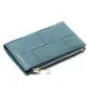 Billetera de Moda Tejida de Cuero Genuino de Longitud Media Unisex de Piel de Oveja con Cremallera y Portatarjetas