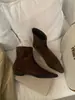 Botines retro de ante 2025, populares botas ajustadas de otoño/invierno, botas planas versátiles de estilo coreano, elegantes botas para mujer