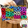 Color de Labios Rojo Transfronterizo Estampado de Leopardo Bolsa para Lápices de Gran Capacidad Billetera Pequeña para Monedas Bolsa para Lápices de Estudiante de Primaria Bolsa de Almacenamiento para Papelería