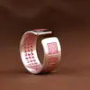 Anel Larga Abertura Estilo Chinês Vintage Cervo Dourado Rei Prata Pura Cor Gradual Cinábrio para Homens e Mulheres em Seu Ano Zodiacal