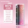 Teclado Mecânico Xinmeng M75 com Tela de Exibição, RGB, Bluetooth de Três Modos, Hot-Swappable, Exibe Hora e Bateria, Teclado Personalizável