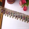 Atacado de Fábrica Ponto Corrente de Plástico Pingente Corrente de Diamante Banho de Ouro Fileira Única Acessórios para Roupas Barba Strass Elegante