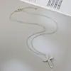 Pendente Cruzado Europeu e Americano Transfronteiriço Simples com Zircônia Incrustada Corrente para Clavícula Doce e Cool Personalizado Colar Longo Joias de Nicho Femininas