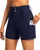 Shorts de trabajo para mujer de talla europea con múltiples bolsillos, pantalones casuales para exteriores con diseño de cremallera, cintura elástica, pantalones de golf para el ocio