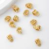 Ouro 18K Banhado Flor Oca Flor Três Vias Tubo Pendente Tubo Reto Espaçadores em Formato de Tubo Contas Tubulares de Ouro Real com Argola para Pendurar Pingente DIY C01