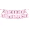Accesorios de ambiente para fiestas de cumpleaños listos para enviar: platos de papel desechables, servilletas de papel, vasos de papel, mantel, juego de vajilla de unicornio rosa