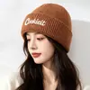 Gorra de Bordado con Letra Americana Gorro de Lana para Mujer Hace que la Cara se Vea Más Pequeña Gorro de Punto para Pareja Hombre Nuevo Otoño Invierno 2026 Gorro para el Frío