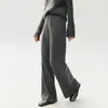 Pantalones de Punto de Lana Anchos Bai Cai Rong Otoño/Invierno 2026 para Mujer, de Cintura Alta, Corte Holgado, Caída Suave, Estilo Recto, Pantalones Largos de Cachemir