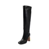 Botas altas de tacón alto rectas estilo europeo y americano, nuevas botas de invierno y otoño para mujer con punta redonda, sin cordones y tacón grueso, botas de montar