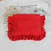 Bolsa de maquillaje con volantes estilo Ins, bolso de mano simple y elegante, bolsa de almacenamiento impermeable de nailon de color liso de gran capacidad