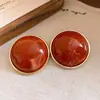 Pendientes de aro de acero con aguja y colgante redondo de acrílico, estilo vintage, simples y de moda para mujer