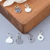 Plata de Ley S925 Ruyi Redondo Agujero Cuadrado Moneda Mini Colgante Tendencia China Buen Significado Placa de Carácter Pequeño Accesorios para Pulsera DIY
