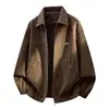 Chaqueta de cuero de solapa retro de moda para hombre, otoño e invierno 2026, chaqueta de cuero holgada estilo americano, prenda exterior versátil y elegante de alta costura para hombre