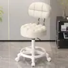 Taburete con Ruedas, Taburete Redondo Giratorio Ajustable para Salón de Belleza, Taburete de Trabajo para Peluquería y Salón de Uñas, Silla con Respaldo, Triple Protección, Piel de Microfibra