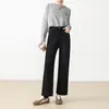 Calça Jeans Cropped Flocked Nova Inverno 2025 para Mulheres, Cintura Alta, Solta, Calça Cigarette Emagrecedora, Calça Reta Petite