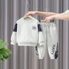 Roupa Infantil Transfronteiriça para Meninos 2025 Outono Nova Moletom de Manga Comprida Urso Bordado Bebê Legal e Bonito Conjunto de Duas Peças Roupas da Moda