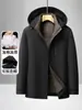 Nueva colección de invierno: Chaqueta acolchada de algodón para hombre con capucha desmontable, cálida y engrosada para mayor aislamiento, adecuada para hombres de mediana edad y mayores