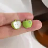 Diseño Dopamina Estilo Militar Aguja de Plata 925 Apple Diseño de Nicho Fresco Dulce Mori Pendientes para Mujer Manzana