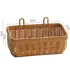 Cesta de Armazenamento Tecida de Rattan Sintético Prateleira de Armazenamento Decoração de Cozinha Banheiro Cesta de Parede para Flores Armazenamento Cesta de Lavar Cesta de Parede para Gengibre e Alho