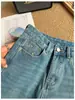 O estilo de calça matador desta edição~Jeans microflare bordado verde azulado para mulheres, novas calças retas largas de outono que afinam a silhueta