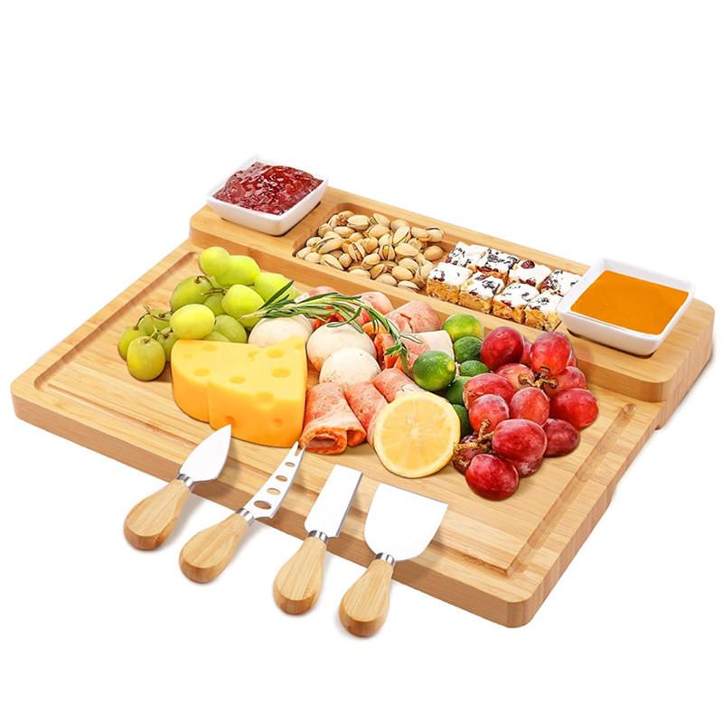 竹制砧板 家用菜板大号起司板 竹制芝士盘带刀具 熟食点心水果