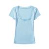 Camiseta de manga corta con cuello cuadrado y clavícula de encaje Pure Desire para mujer, top ajustado de verano con lazo estilo ballet