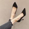 Zapatos de Trabajo Versátiles de Gamuza Negra Profesionales Tacones Altos Tacones de Aguja para Mujer 2024 Nuevos Zapatos de Salón Puntiagudos Primavera y Otoño